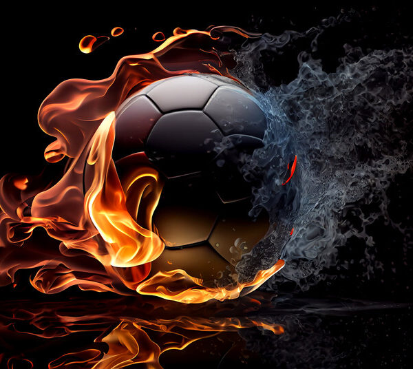 Fire & Water Soccer Ball Poster
