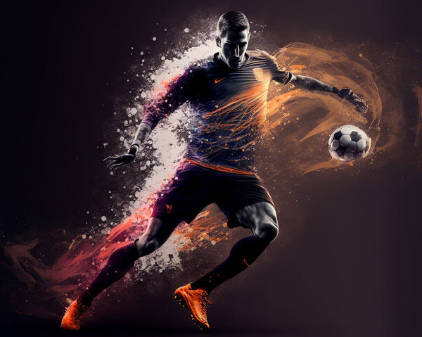 Soccer Player — Fiery Splatter Illustration Poster