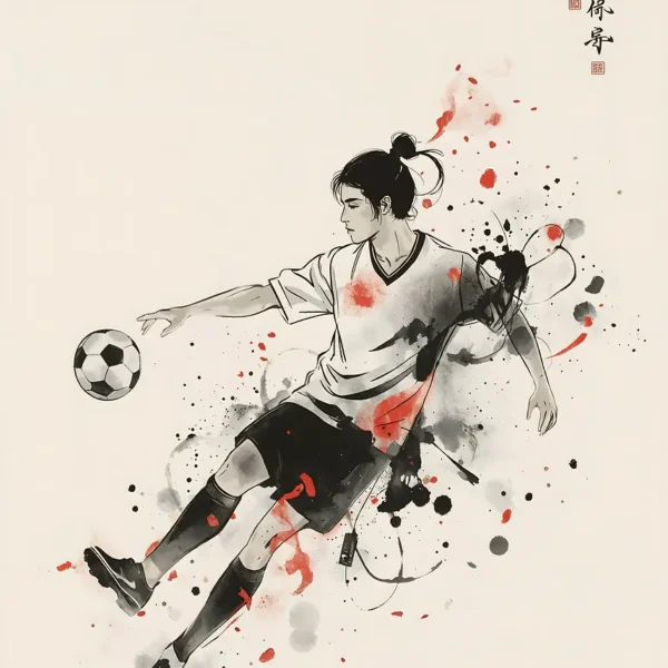 Soccer Player Ink Art