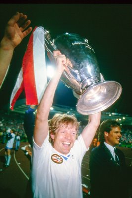 Soeren Lerby of PSV with Euro Trophy 1988