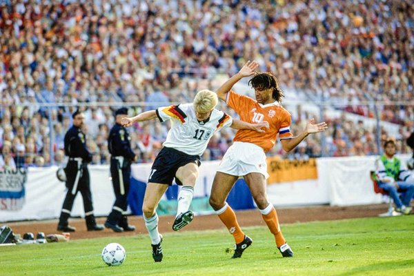Stefan Effenberg Germany v Ruud Gullit Netherlands Gothenburg Euro 1992