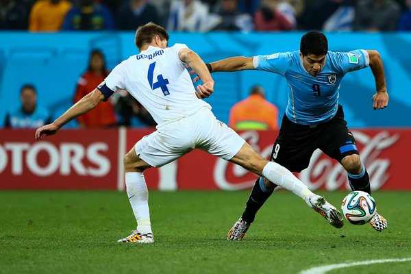 Steven Gerrard and Luis Suarez Uruguay v England World Cup Brazil 2014