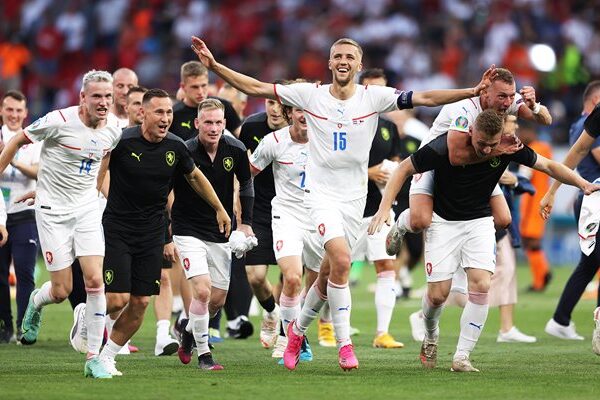 Tomas Soucek Czech Republic celebrates win v Netherlands Euro 2020
