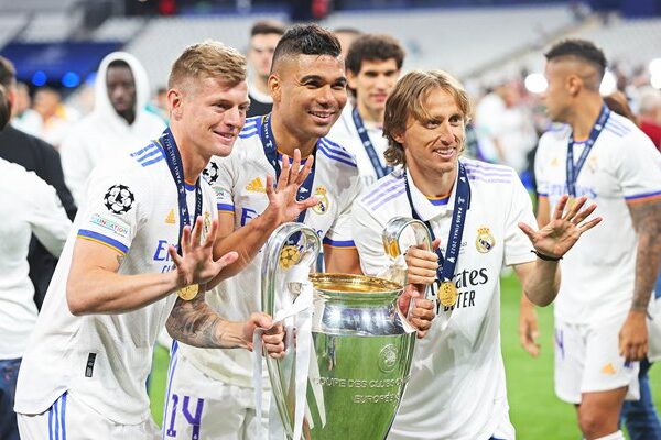 Toni Kroos, Casemiro & Luka Modric Real Madrid Champions League Winners 2022
