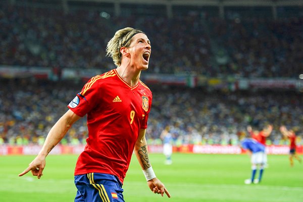 Torres celebrates scoring v Italy in Euro 2012 Final
