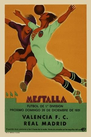 Valencia vs Real Madrid, Mestalla 1931 — Vintage Poster
