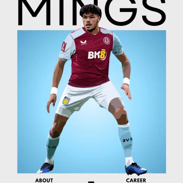 Tyrone Mings Aston Villa Poster – England Defender Wall Art for Football Fans