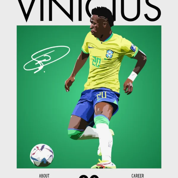 Vinícius Jr Brazil Poster - Electrifying Real Madrid Star Print