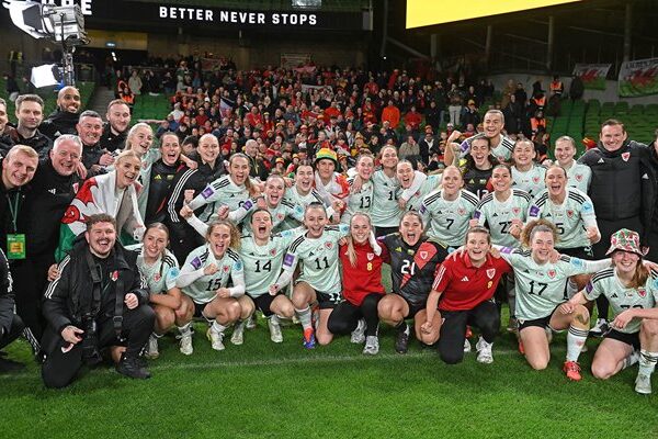 Wales celebrate EURO 2025 Qualification win v Ireland Dublin 2024