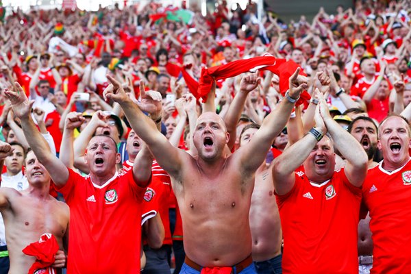 Wales fans v Slovakia Bordeaux European Championships 2016