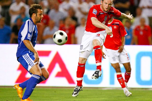 Wayne Rooney shoots v Andorra