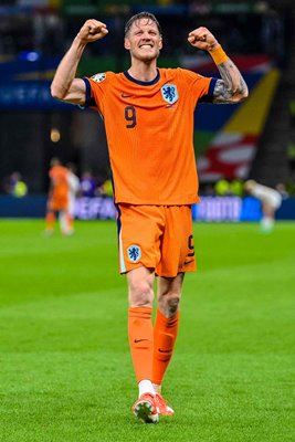 Wout Weghorst Netherlands celebrates victory v Turkey Quarter-Final Berlin Germany EURO 2024