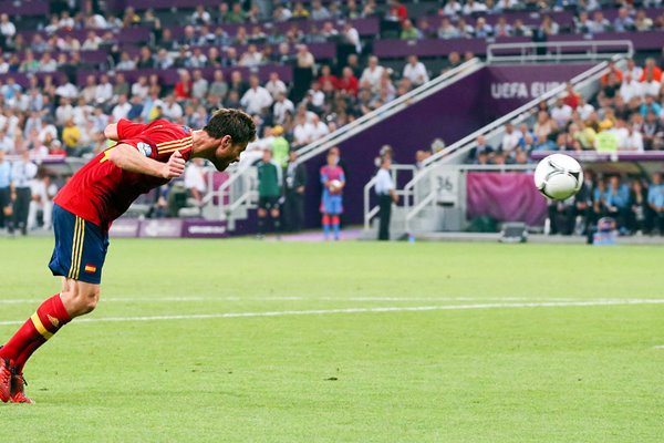Xabi Alonso scores Spain v France EURO 2012