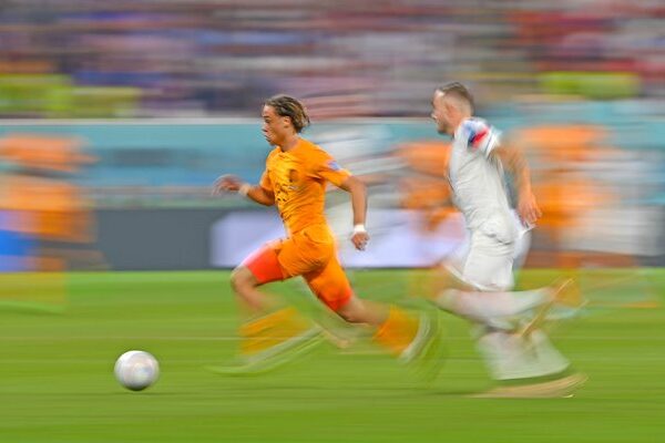Xavi Simons Netherlands v USA Motion Blur Effect World Cup Qatar 2022