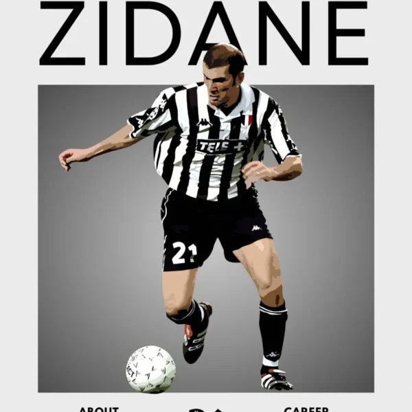 Zinedine Zidane Poster - Legendary Juventus Football Print