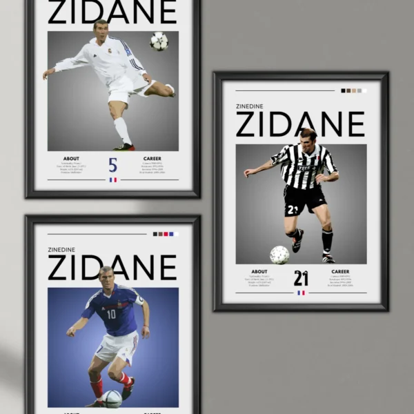 Zinedine Zidane set of 3 Poster Bundle