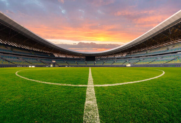 Soccer Stadium — Sunset Pitch Poster