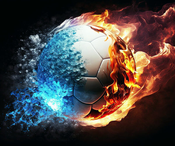 Fire and Ice Soccer Ball Poster