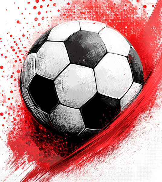 Soccer Ball — Red Sketch Poster