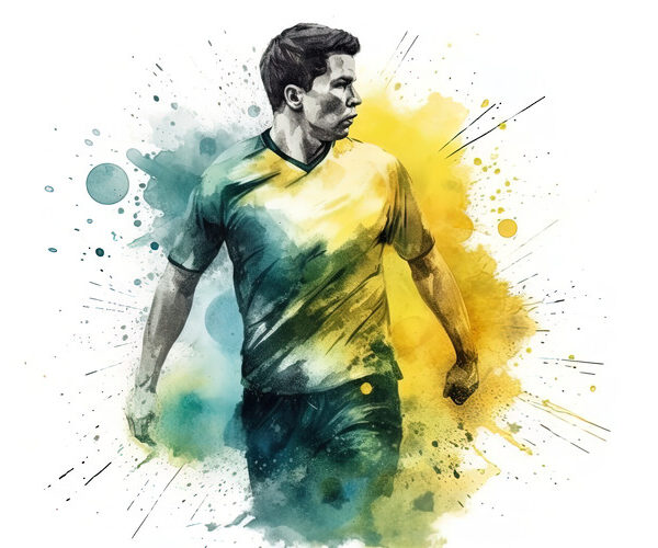 Brazil-Style Player — Watercolor Illustration Poster